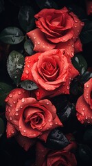 red roses with water droplets on them