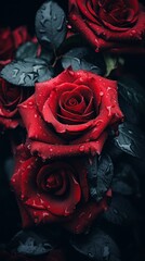 red roses with water droplets on them