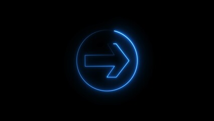 Abstract beautiful blue neon arrow icon illustration background 4k.	