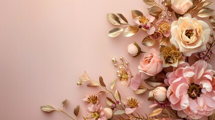 Pink and Gold Floral Background.