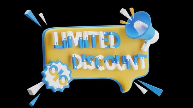 3D Animation of Price Reduction Limited Discount Offer | Alpha Channel