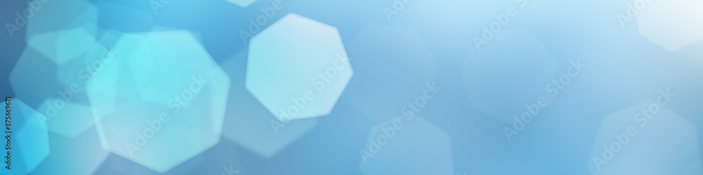 Wall mural a bokeh blur background in blue with hexagons.