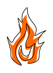  Illustration of a fire with a black outline and orange splash.