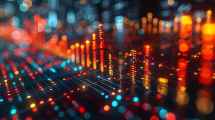 Abstract visualization of data analytics and digital information showing colorful graphs and charts in a futuristic style.