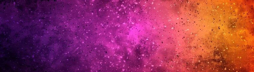 Abstract Vibrant Gradients: A Retro-inspired Canvas of Purple, Orange, and Black Granules with Glowing Fuchsia and Magenta Speckled Textures.