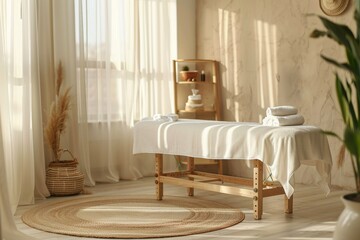 Obraz premium Peaceful Spa Treatment Room with Natural Light