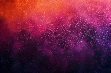 Obraz premium Abstract Vibrant Gradients: A Retro-inspired Canvas of Purple, Orange, and Black Granules with Glowing Fuchsia and Magenta Speckled Textures.