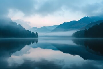 Misty Mountain Lake at Dawn