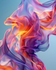 Obraz premium Abstract digital 3D background, fluid shapes and vibrant gradients, spacious copy space, Generative AI, sleek and modern, dynamic and visually striking
