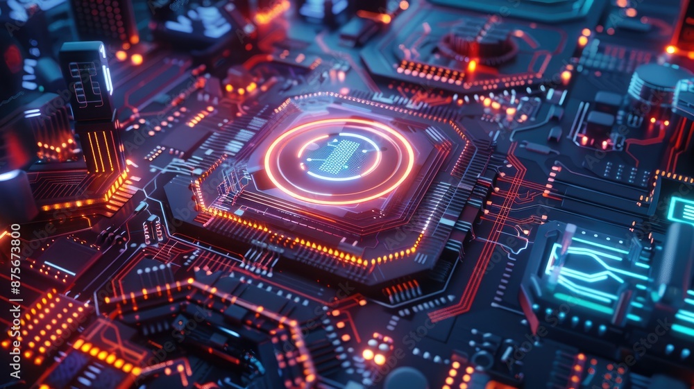 Aufkleber close-up circuit board adorned with tiny led.generative ai