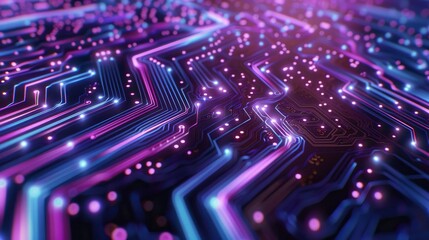 Obraz premium close-up circuit board adorned with tiny LED.generative ai