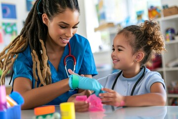 Obraz premium Playful Doctor and Patient Role-Playing