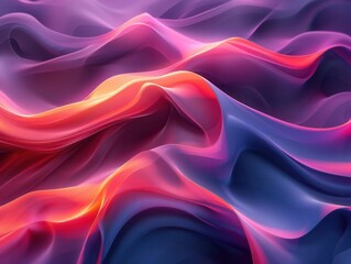 Obraz premium Modern 3D abstract digital background, smooth flowing shapes with vivid gradients, generous copy space, Generative AI, innovative and sleek, visually appealing