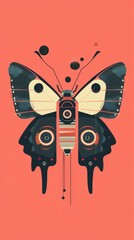 Obraz premium Futuristic Robotic Butterfly Illustration: A Flat Vector Design Symbolizing Technology's Fusion with Nature's Elegance.