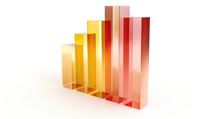 red 3d graph to show stock or financial chart on white background