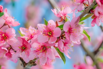 Obraz premium Pink Cherry Blossoms in Full Bloom