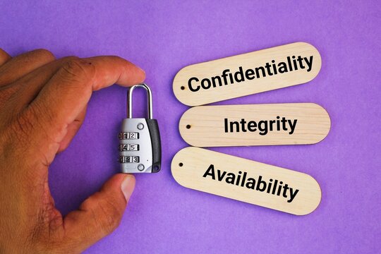 lock and stick with the words The three most important protection goals of information security confidentiality, integrity, availability