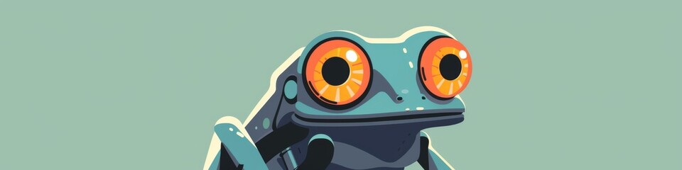 Fototapeta premium Innovative Robotic Frog Vector Illustration for World Robotics Week. A sleek and detailed flat design blending nature and advanced technology, perfect for tech enthusiasts and digital art lovers
