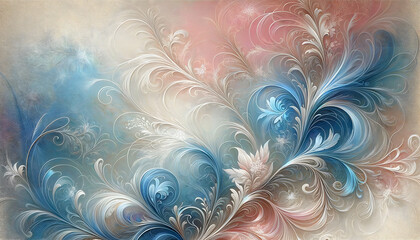 Elegant Swirls: Abstract Floral Artwork in Pastel Hues
