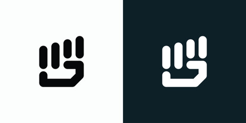 Vector logo design initial G illustration of an upward clenched fist to show spirit and strength.