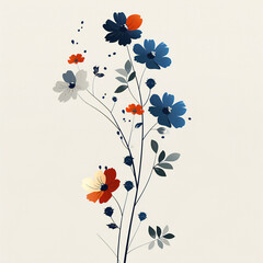 set of colorful flowers in transparant background