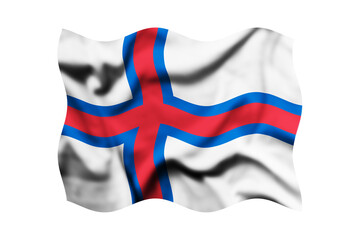 Fototapeta premium Waving the flag of Faroe Islands on a transparent background. 3d rendering. Clipping Path Included