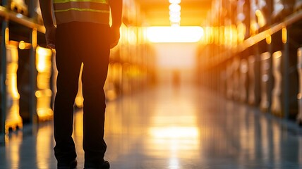 Silhouetted profile of a distribution center with assets being organized
