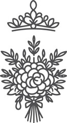 Continuous one line drawing of a wedding couple Vector illustration.