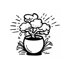 plant vector illustration in outline style