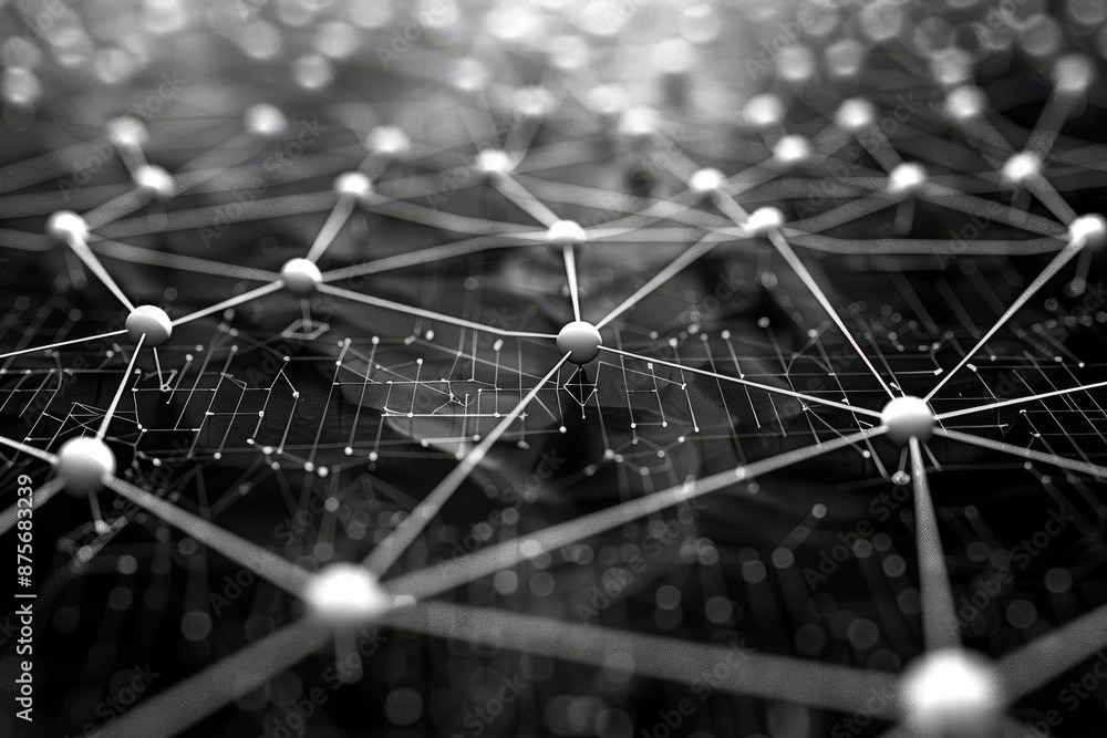 Aufkleber a monochrome image showcasing a complex network of interconnected nodes, symbolizing communication, 