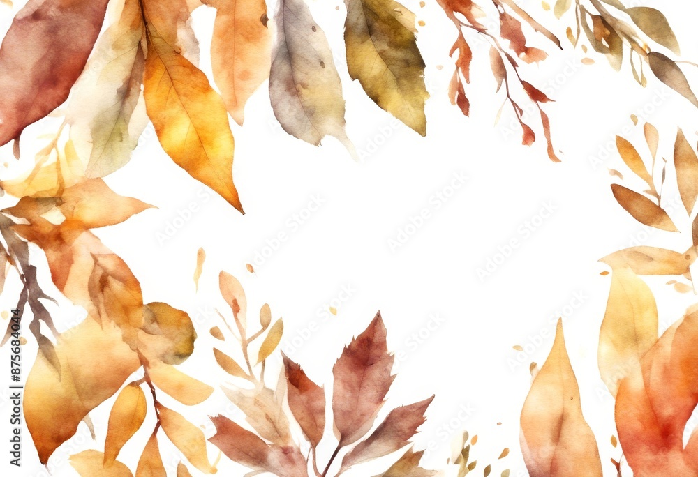 Canvas Prints and autumn maple watercolor background branches cards greeting olated fall quote banner leaves colou