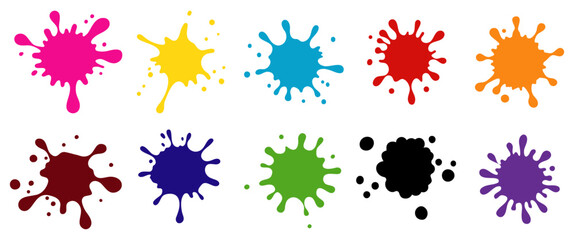 Vector set of colored blots or stain on the white background