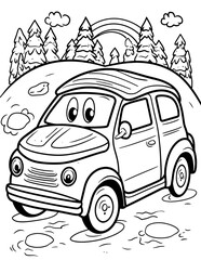 Hand Drawing Cars Coloring Page For Kids and Adults