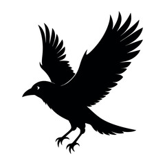 Flying Crow bird silhouette vector illustration perfect for logo design, art projects, and graphic design. Crow Birds Collection