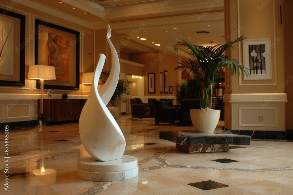 Wall mural modern sculpture in a luxurious lobby