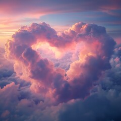  Early summer morning in the upper atmosphere there is a very interesting heart-shaped cloud formation
