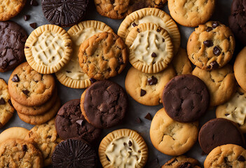 Scrumptious Variety of Homemade Cookies with Vanilla and Chocolate Flavors