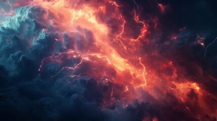 Fototapeta premium Fiery orange nebulae twist in a cosmic dance, mimicking flames against the vast darkness of space
