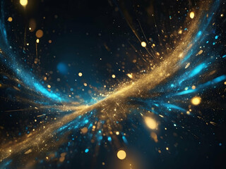 Obraz premium defocused glowing background of abstract glitter lights. gold, blue and black.
