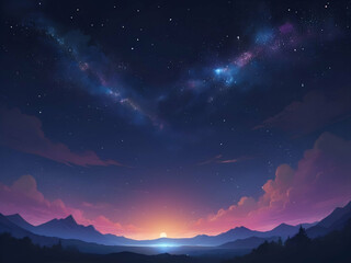 Fototapeta premium abstract Twilight sky with stars and majestic colorful light on blue night sky background