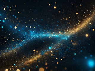 Fototapeta premium abstract defocused glowing background of glitter light gold, blue and black