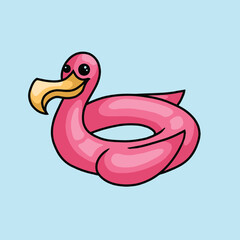 Flamingo Pool Float Vector Icon Summer Elements