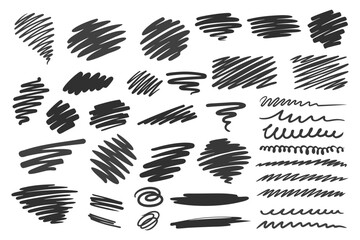 Fototapeta premium Marker pen strokes. Collection of scribble lines and brush strokes. Vector illustration of scribbles.