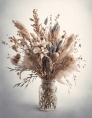 Fototapeta premium floral bouquet cards watercolor invitation decor treebranch flora arts poster elements still wildflower grass life wild beautiful summer olated wildplant stem plants dried design