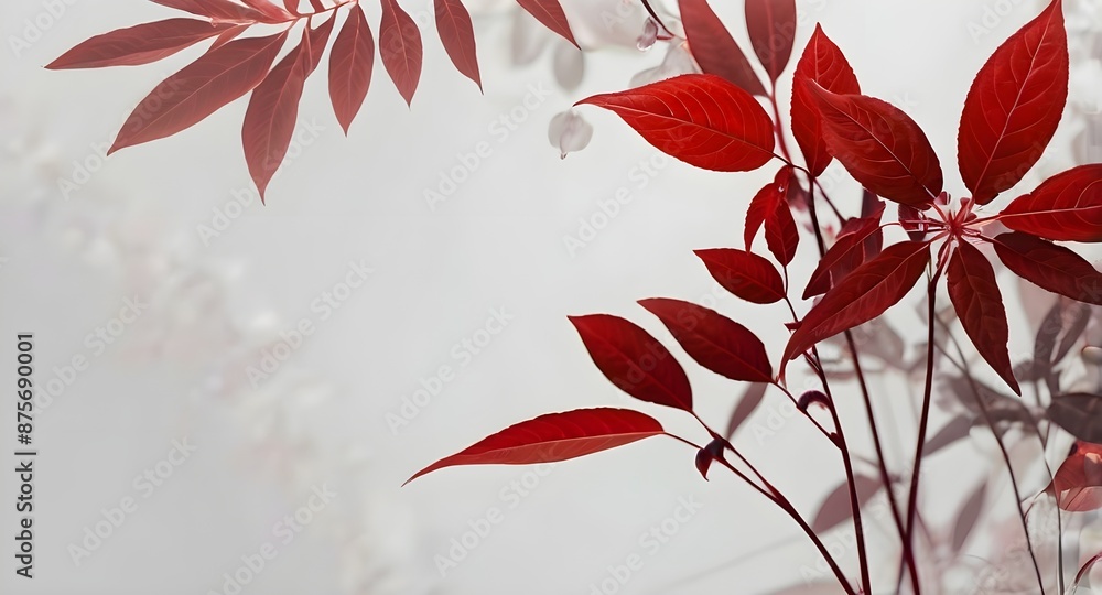 Poster background with red leaves