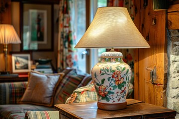 Table Lamp with Ornate Floral Base