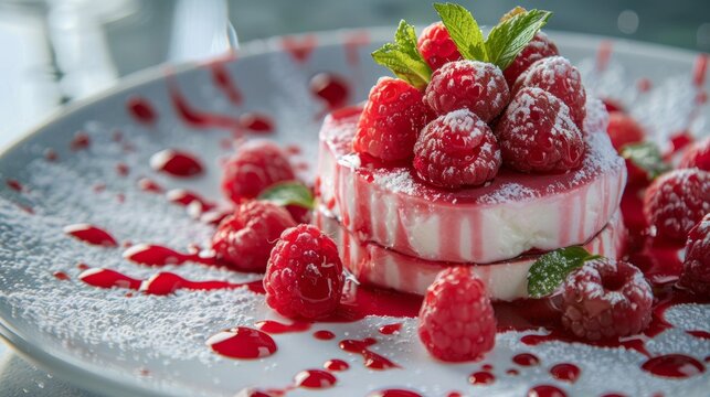 French cuisine. Raspberry milfey. 