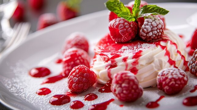 French cuisine. Raspberry milfey. 