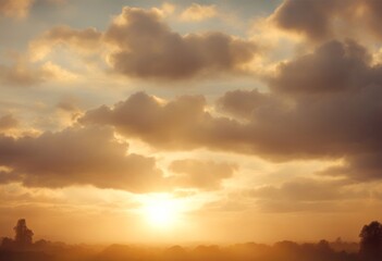 Obraz premium and landscape clouds beautiful sunbeams sky format sun cloud nature panorama sunrise blue view banner yellow background