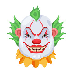 A flat vector of spooky clown smile 

